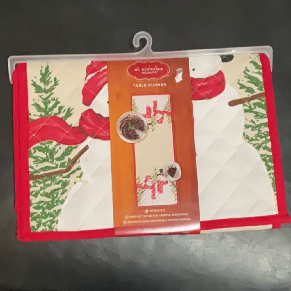 St. Nicholas Square Festive Snowman Table Runner